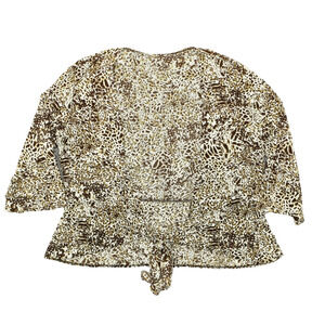 Chico's Women's Size 3 Cardigan Sweater Brown Long Sleeve Acetate Cheetah